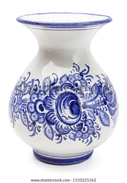 White Ceramic Vase Painted Blue Flower Stock Photo Edit Now