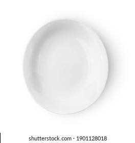 White Ceramics Plate Isolated On White Background Top View