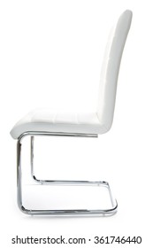 White Chair Isolated On White Background, Side View