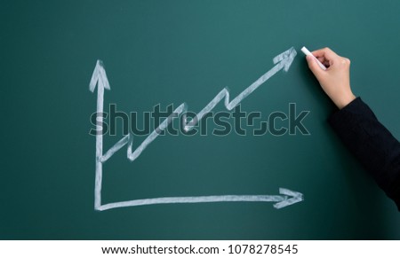 White chalk draw increment chart on blackboard