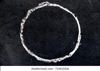 White Chalk Drawing As Circle Shape On Black Board Background