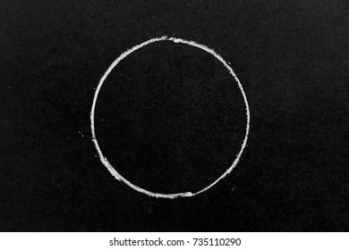 White Chalk Hand Drawing As Circle Shape On Black Board Background