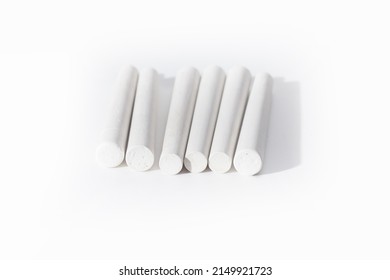 White Chalk Sticks Isolated On White Background