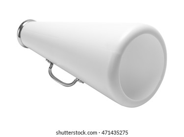 White Cheer Megaphone Cut Out Isolated On White Background.