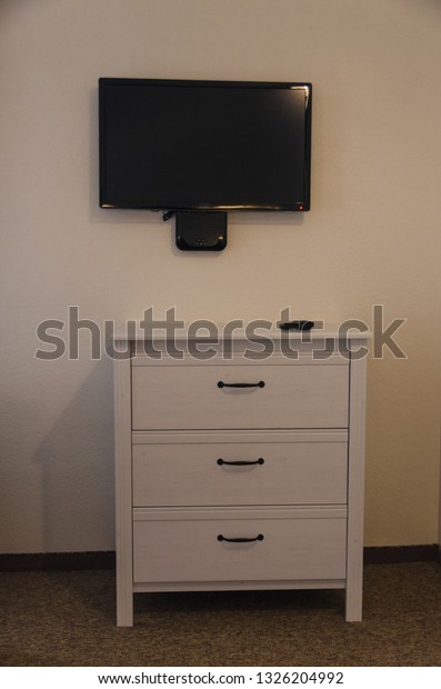 White Chest Drawers Black Tv Above Stock Photo Edit Now 1326204992