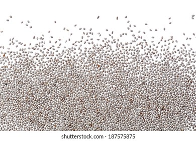 White Chia Seeds Against White Background