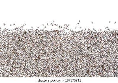 White Chia Seeds Against White Background