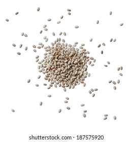 White Chia Seeds Against White Background