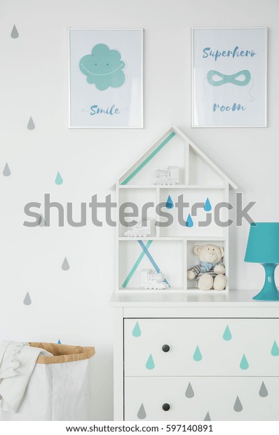 White Child Room Wall Posters Dresser Stock Photo Edit Now 597140891