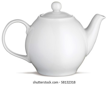 White China Tea Pot Teapot On A White Background
