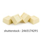 White chocolate blocks on white background.