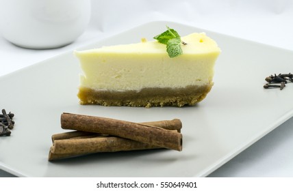 White Chocolate Cheesecake With Mint And Cinnamon