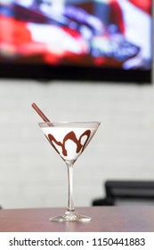 White Chocolate Martini Garnish With A Chocolate Stick Close Up