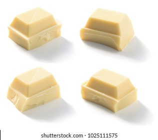 WHITE CHOCOLATE PIECE isolated on a white background