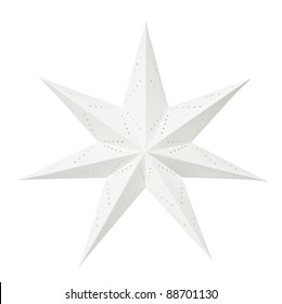 White Christmas Decoration Paper Star Isolated On White Background