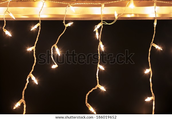 White Christmas Lights On Roof Against Stock Photo Edit Now