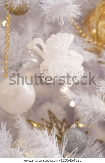 White Christmas Tree Decorated Balls Small Stock Photo Edit Now