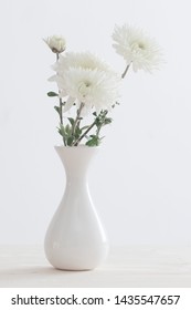 White Chrysanthemum In White Vase