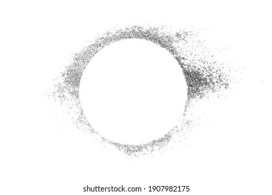 White Circle In Black Graffiti Powder Background Isolated On White