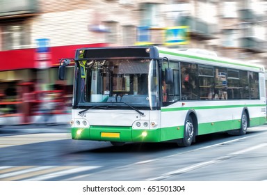 White City Bus Goes Along Street