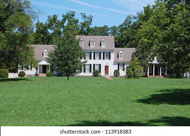 white clapboard American country house