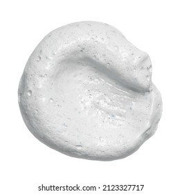 White clay salicylic acid cleanser, face mask, scrub texture. Exfoliant facewash mousse swatch isolated on white background