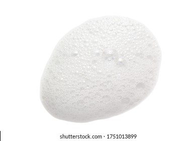 White cleanser foam bubbles drop isolated on white. Soap, shower gel, shampoo foam texture closeup - Shutterstock ID 1751013899