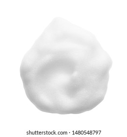 White Cleanser Foam Texture Isolated On White Background. Cosmetic Mousse, Soap, Shampoo Suds