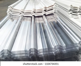 white & Clear PC Roof tile sheets, Poly carbonate roof  - Shutterstock ID 1104734351