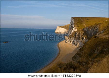 Similar – Image, Stock Photo White rock cliff called Stairs of the Turks or Scala dei Turchi at the mediterranean sea coast with beach, Realmonte, Sicily, Italy