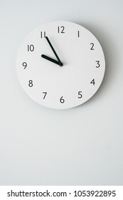 White Clock On White Backgrounds Wall