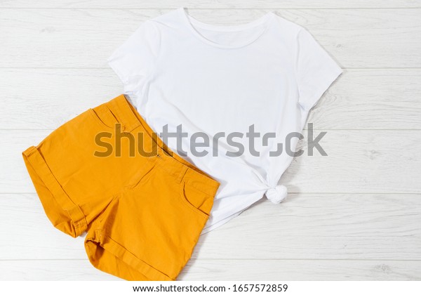 Download White Closeup T Shirt Mock Flat Stock Photo Edit Now 1657572859