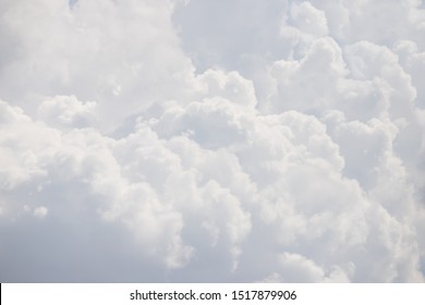 White Cloud Background And Texture. Grey Sky On Cloudy Day.