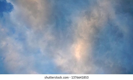 White cloud and blue sky background with copy space