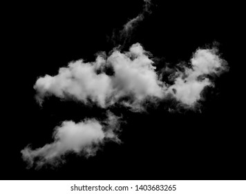 White cloud closeup isolated on black background and texture, clipping path