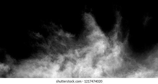 White cloud isolated black background  Fluffy texture   Abstract smoke