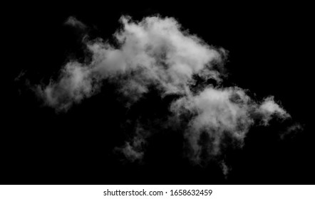 White Cloud Isolated On Black Background ,Textured Smoke ,brush Effect
