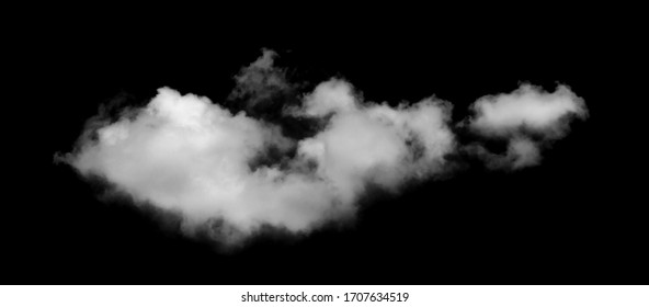 White Cloud Isolated On Black Background ,Textured Smoke ,brush Effect