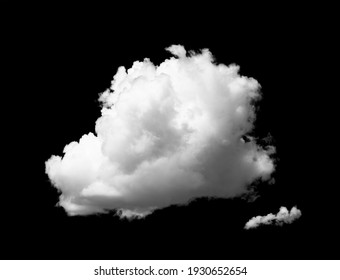 White Cloud Isolated On A Black Background. Mask With A Cloud Silhouette For Photoshop.