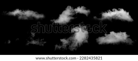 White Cloud Isolated on Black Background. Good for Atmosphere Creation and Composition. Collection Set