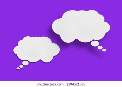 white cloud paper speech bubble shape against purple background design. - Shutterstock ID 2194521585