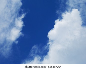 The white clouds be gather  circle on blue sky.