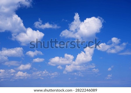 White clouds blue sky background. White fluffly clouds texture.