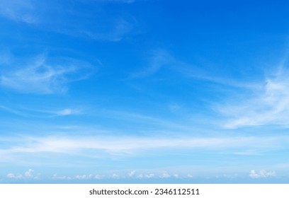 White сirrus clouds clear blue sky background, cirrostratus cloud, fluffy wispy clouds, cloudy skies texture, cloudscape backdrop, sunny heaven, cloudiness weather, overcast, ozone layer, copy space - Powered by Shutterstock