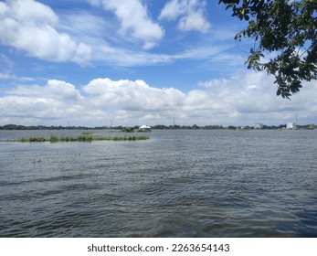 White clouds floating in sky.