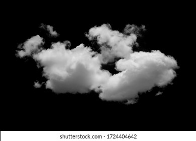 White Clouds Isolated On Black Background.