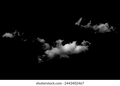 White clouds isolated on black background
