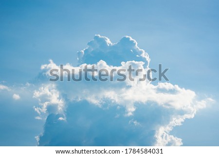 White clouds on blue sky background on daytime, Everything lies above surface atmosphere outer space is sky. Cloud is aerosol comprising visible mass liquid, beautiful view for creative design graphic