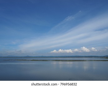 White clouds in the sky.