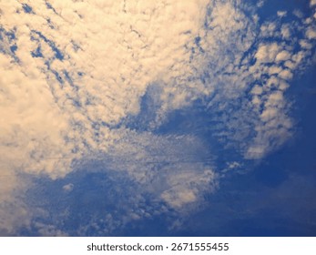 White Clouds texture in clear blue sky, weather and nature background 